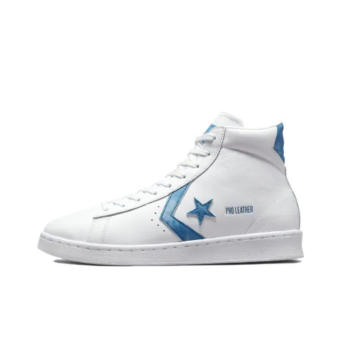 Конверс Pro Leather Dip Краситель Slip Resistant Abrasion Resistant High Top Скейтборд Кроссовки Unisex Белый Синий