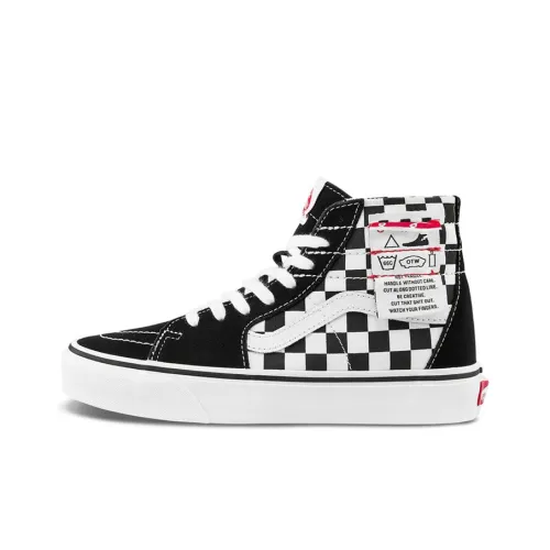 Vans SK8 HI Клетчатый Износостойкий Легкий и Дышащий Высокие Кроссовки для Скейтбординга Унисекс Черный Белый