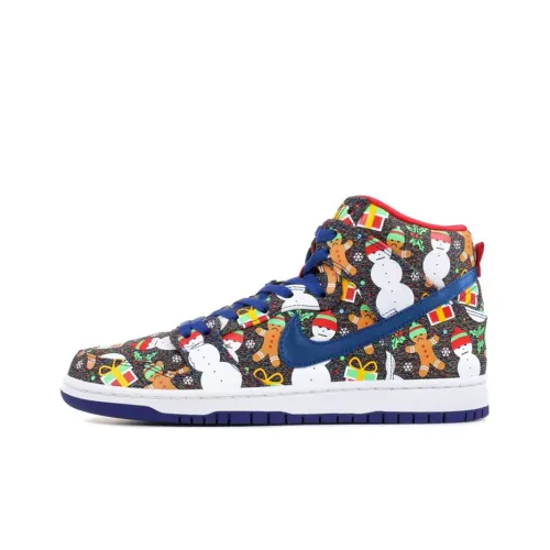 Nike Dunk SB Concepts Ugly Рождество Свитер Рождество Ugly Свитер Высокие Кроссовки для скейтбординга Унисекс Черный Синий 2017