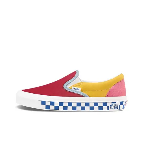 Vans Slip On Series Low Топ Скейтборд Кроссовки Унисекс Красный Желтый