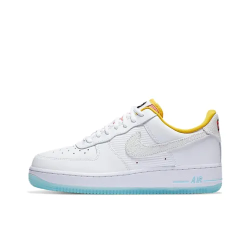 Nike Air Force 1 Low Top Скейтборд Кроссовки Женские Белые Синие Оранжевые