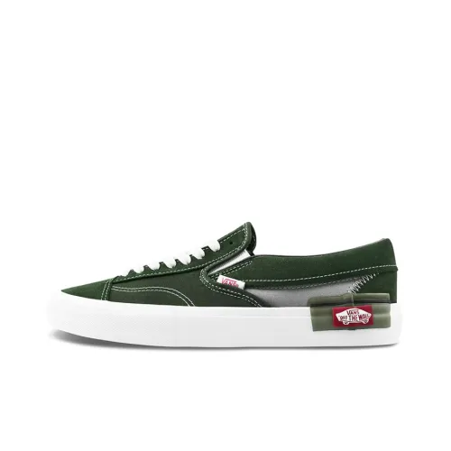 Vans Slip On Cap Low Топ Скейтборд Кроссовки Унисекс Серый Зеленый