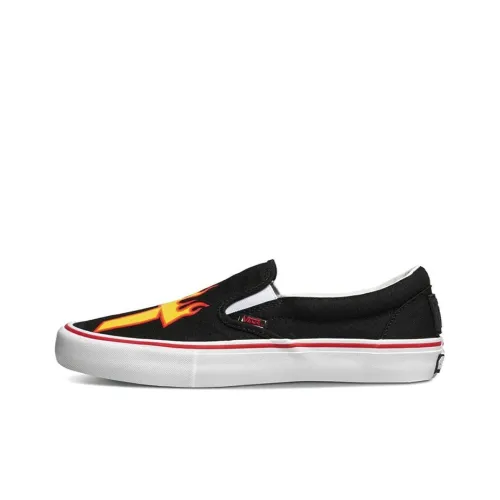 Thrasher x VANS Slip On Series Low Top Скейтборд Кроссовки Unisex Черный Желтый Красный