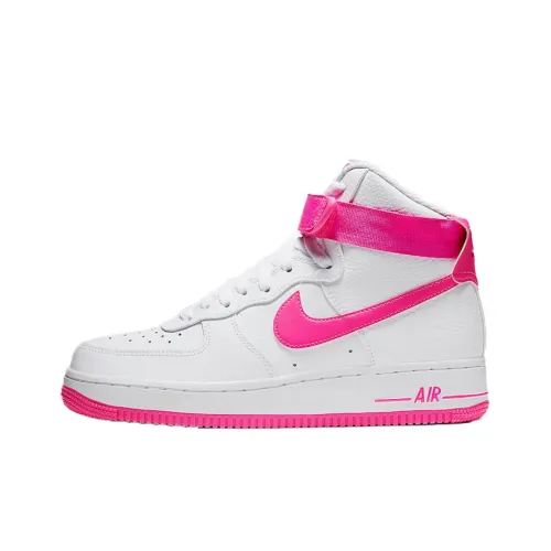 Nike Air FORCE 1 Non Slip Легкий Высокий Топ Скейтбординг Кроссовки Женские Белые Розовые