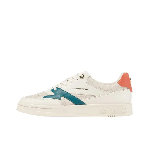 LI NING 1990 Амортизация Низкие Кроссовки для скейтбординга Женские Белые Зеленые