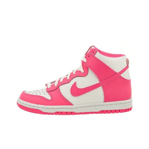 Nike Dunk High Slip Resistant Abrasion Resistant High Топ Скейтборд Кроссовки Женские Pink White