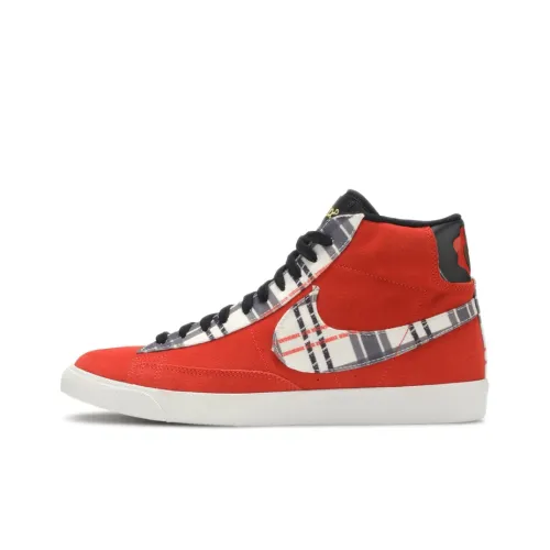 Ben Simmons x Nike Blazer Premium 'Plaid' Coating MID Skateboarding Shoes Unisex White Red