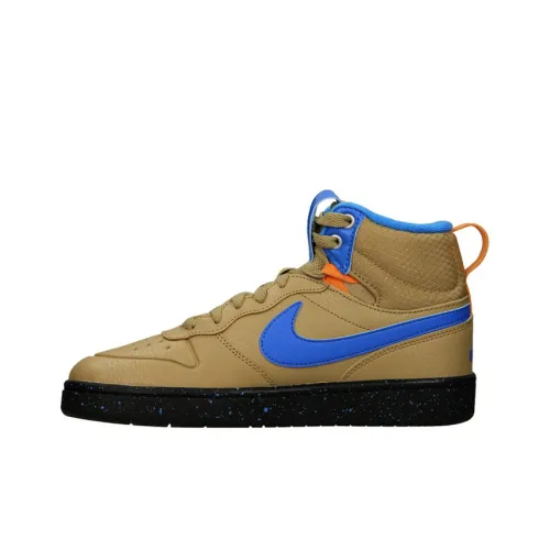 nike Court Borough 2 MID Boot Slip-Resistant Abrasion-Resistant MID Top Скейтборд Кроссовки Женские Коричнево-Синие