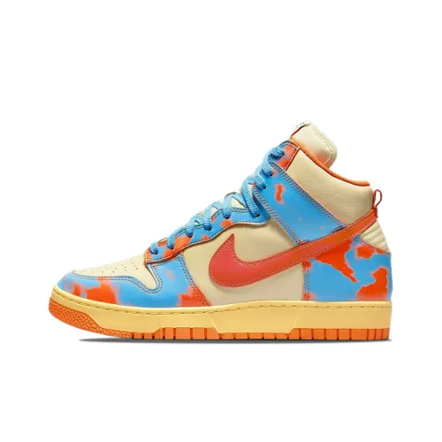 Nike Dunk High 1985 Высокие Кроссовки для скейтбординга Унисекс Синие Оранжевые ACID Wash