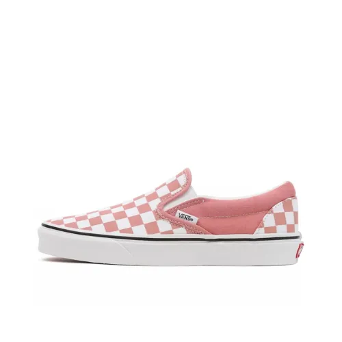 VANS Slip On Series Low Top Скейтборд Кроссовки Женские Розовые Белые Шахматный Узор