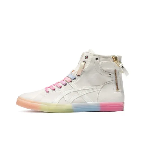 Asics Double Clutch Аbrasion Resistant High Топ Скейтборд Кроссовки Женские Молочно-белые