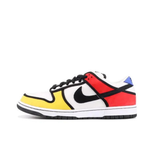 Nike Dunk SB Piet Co-Brand Mondrian Нескользящий Легкий Низкий Топ Скейтборд Кроссовки Мужские Черные
