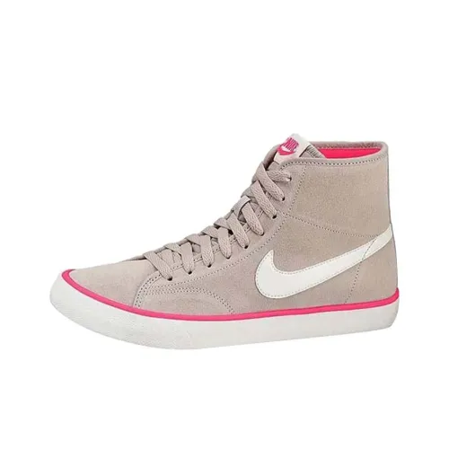 nike Primo Court MID Замша Противоскользящие амортизаторы Высокие Кроссовки для скейтбординга Женские Серый Белый Розовый