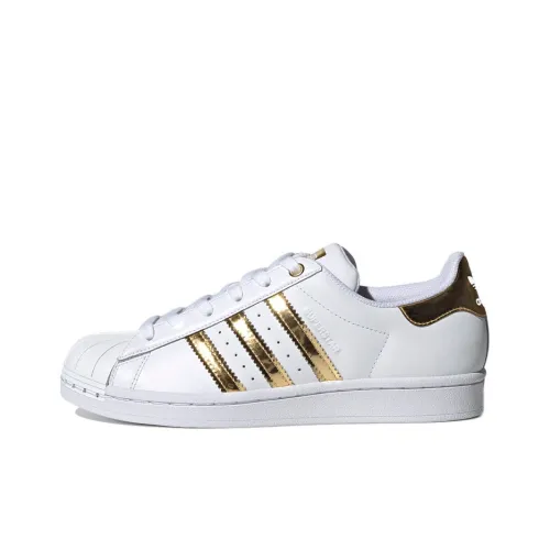 Adidas Originals Superstar Metal Toe Покрытие Устойчивое к истиранию Низкие Кроссовки для скейтбординга Женские Белые Металлические