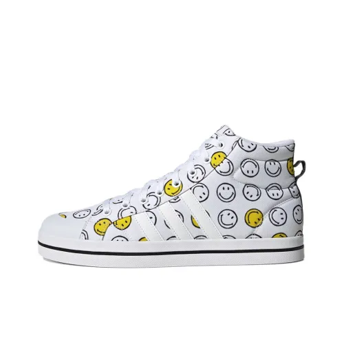 SMILEY x Adidas Neo Bravada Slip-resistant Abrasion-resistant MID Скейтбординг Кроссовки Unisex Белый Желтый Черный
