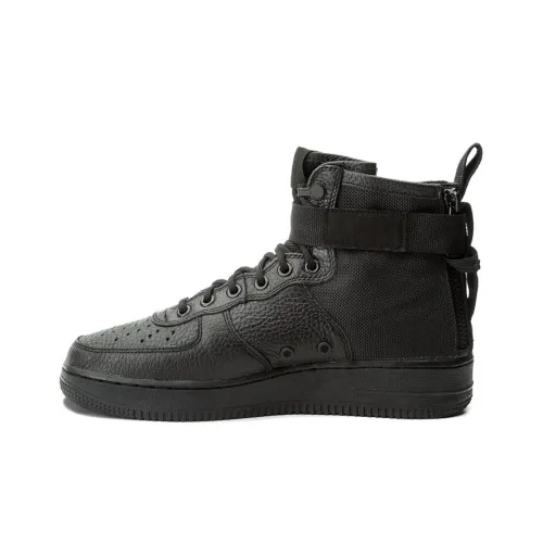 Nike Air FORCE 1 Air Force 1 Легкий и Дышащий MID Топ Скейтбординг Кроссовки Унисекс Черный