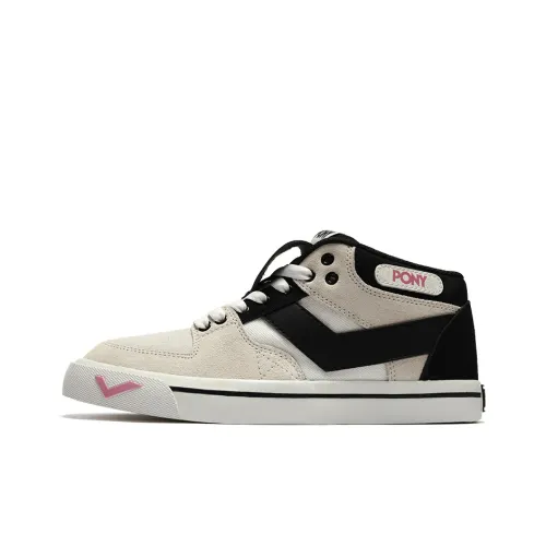 PONY Atop Амортизация Дышащий Устойчивый к истиранию MID Топ Скейтборд Кроссовки Женские Бежево-черные