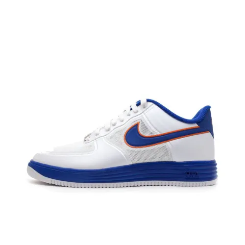 Nike Lunar Force 1 Устойчивый к истиранию Дышащий Амортизирующий Низкий Топ Скейтборд Кроссовки Мужские Белый Синий