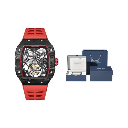 BEXEI X Collection Механизм с ручным заводом Силиконовый ремешок Часы Мужские Часы с открытым механизмом 9089 TQHD