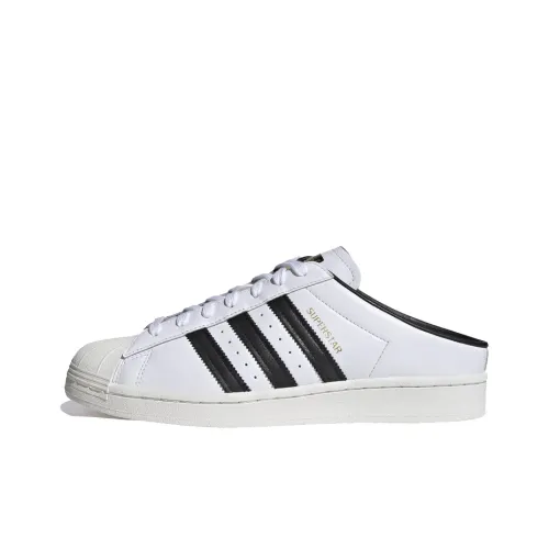 Adidas Originals Superstar SS мюли Дышащий Низкий Топ Скейтбординг Кроссовки Унисекс Белый Черный