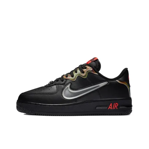 Nike Air FORCE 1 React LV8 Покрытие Slip-Resistant Низкий Топ Скейтбординг Кроссовки Мужские Черные Серебряные
