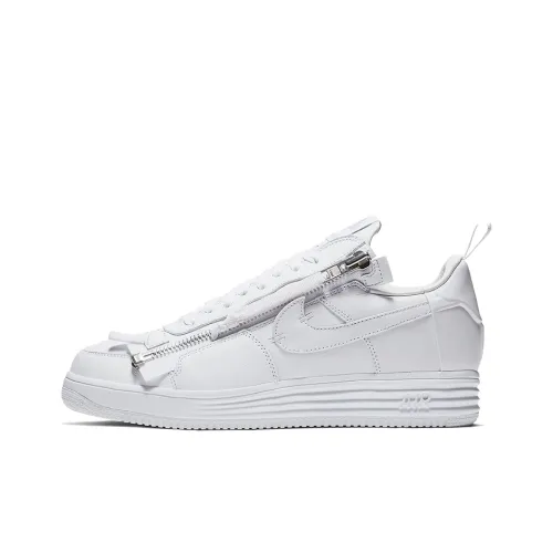 ACRONYM x Nike Lunar Force 1 Покрытие Устойчивое к истиранию Низкий Топ Скейтборд Кроссовки Мужские Чисто Белые