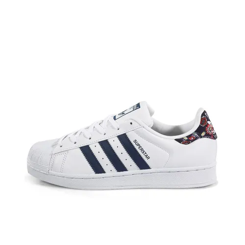 Adidas Originals Superstar Легкий Низкий Топ Скейтборд Кроссовки Женские Белые Синие