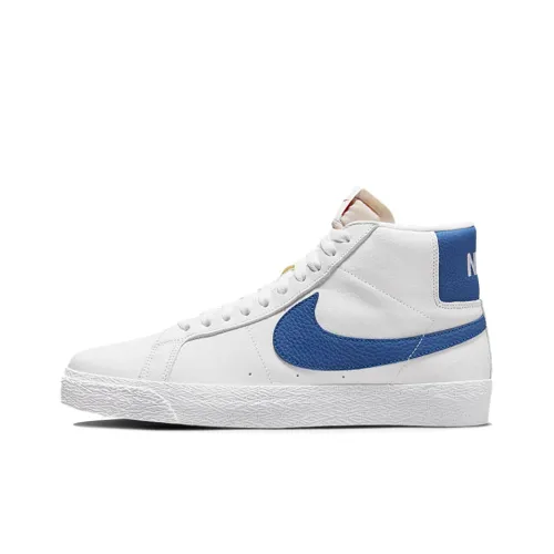 Nike Blazer Pro Iso Slip-resistant Abrasion-resistant Lightweight MID Skateboarding Shoes Men's White Blue