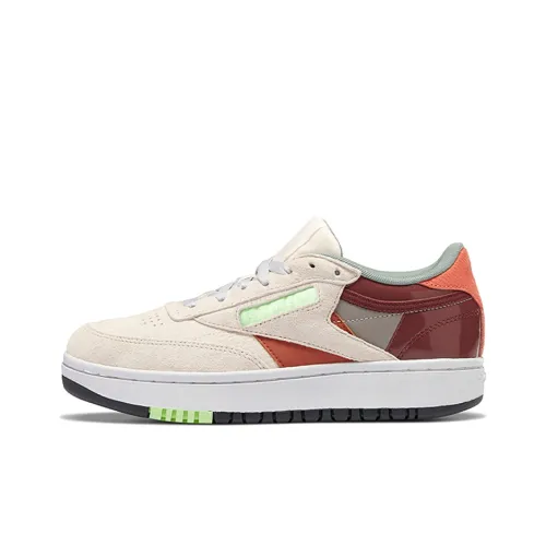 Reebok Club C Double Амортизация Легкий Устойчивый к истиранию Низкий Топ Скейтборд Кроссовки Женские Розовый Серый Красный