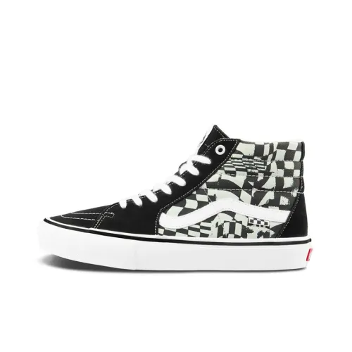 VANS SK8 High Топ Скейтборд Кроссовки Унисекс Черный Белый Шахматная Клетка