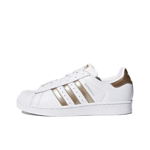 Adidas Originals SUPERSTAR LOW Топ Скейтборд Кроссовки Женские Белые Золотые