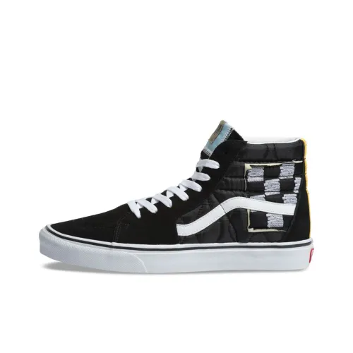 VANS SK8 Смешанный Лоскутное Шитье Высокие Кроссовки для Скейтбординга Унисекс Черный Белый