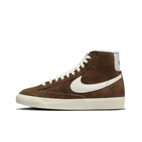 Nike Blazer Slip-resistant Abrasion-resistant High Top Skateboarding Shoes Men's Brown White Найк Блэйзер Противоскользящие Устойчивые к истиранию Высокие Кроссовки для скейтбординга Мужские Коричневый Белый