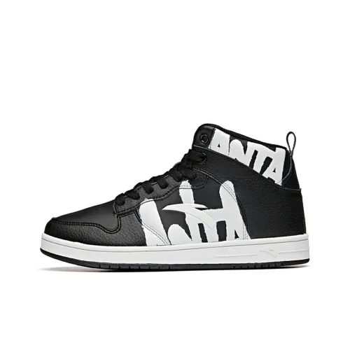 ANTA Устойчивые к истиранию Кроссовки для скейтбординга с высоким верхом Женские Черно-белые