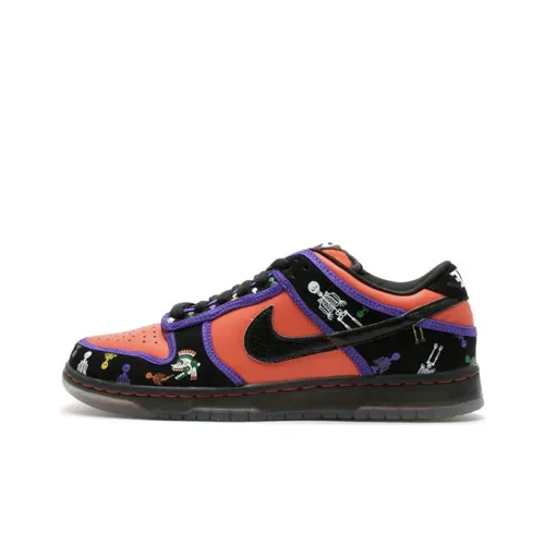 Nike Dunk SB Day OF The Dead Slip-Resistant Shock Absorbers Lightweight Low-Top Skateboard Shoes Men's Black Orange