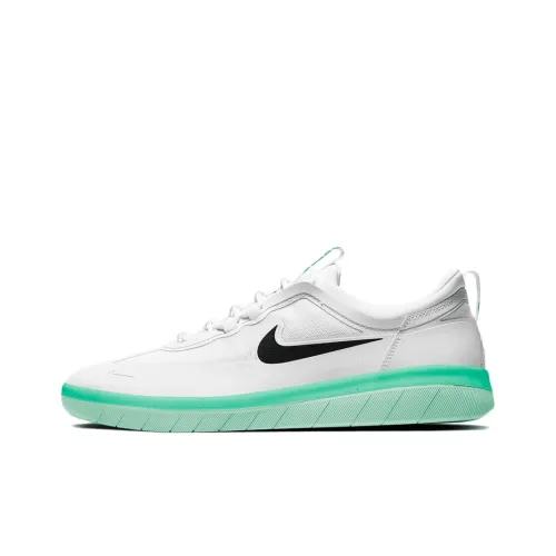 Nike SB Nyjah Free 2 Покрытие Slip-Resistant Низкий Топ Скейтборд Кроссовки Мужские Белый Черный Зеленый