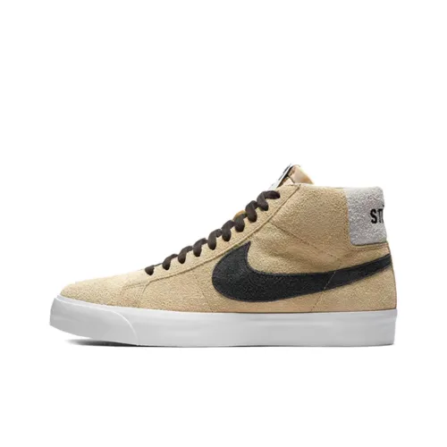 Stussy x Nike Blazer Midwest Золотой Slip-on Устойчивый к истиранию Скейтбординг Кроссовки Unisex Ecru