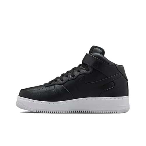Nike Air FORCE 1 NikeLab Черный Non Slip Легкий MID Топ Скейтбординг Кроссовки Унисекс Черный