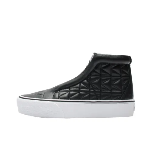 VANS SK8 Без шнуровок Платформа Karl Lagerfeld Quilt Покрытие Амортизация Высокие Кроссовки для скейтбординга Унисекс Черный