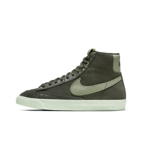Nike Blazer Olive Покрытие Slip-Resistant и Abrasion-Resistant MID Топ Скейтборд Кроссовки Женские Olive Green