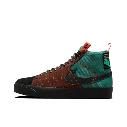Nike Blazer SB ZOOM PRM MID Топ Скейтборд Кроссовки Мужской Черный Коричневый Зеленый