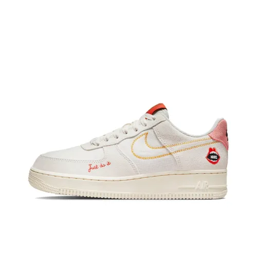 Nike Air Force 1 Устойчивый к истиранию Противоскользящий Легкий Низкий Топ Скейтбординг Кроссовки Женские Белый Оранжевый
