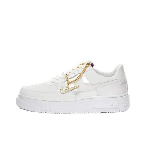 Nike Air FORCE 1 Пиксель Покрытие Противоскользящие и Устойчивые к Износу Низкие Кроссовки для Скейтбординга Женские Белые