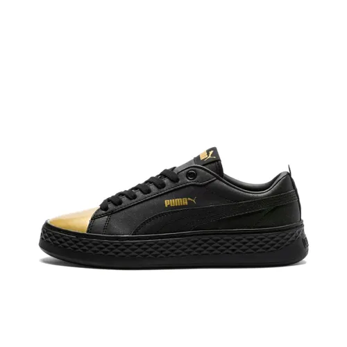 PUMA Smash Platform L Платформа L Низкий Топ Скейтборд Кроссовки Женские Черный Золото