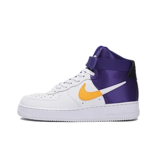 Nike Air FORCE 1 NBA 'Лейкерс' Slip-on Легкий Высокий Топ Скейтбординг Кроссовки Унисекс Фиолетовый Золотой Лейкерс Цветовая схема