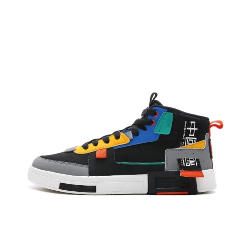 Erke Slip-Resistant Shock Absorbers High Top Повседневная Скейтборд Обувь Мужская Черная Синяя