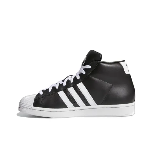 Adidas Originals Pro Model Slip-Resistant High Top Скейтборд Кроссовки Унисекс Черный Белый Золото