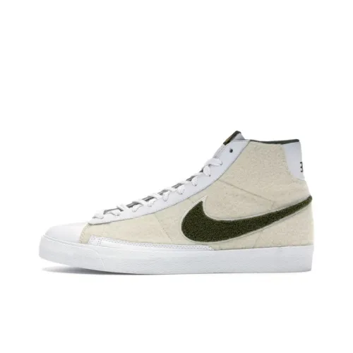 Nike Blazer SB Stussy Vapor Anti-Slip Lightweight MID Скейтборд Кроссовки Мужские Бежевый Белый Черный