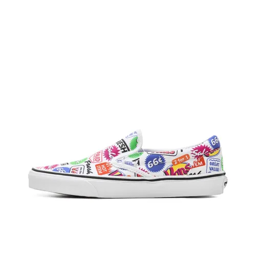 VANS Slip On Series Маленький Supermarket Коллекция Низкие Скейтборд Кроссовки Унисекс Черный