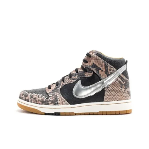 Nike Dunk CMFT Snakeskin Slip-on High Top Скейтбординг Кроссовки Мужские Черные Серебряные